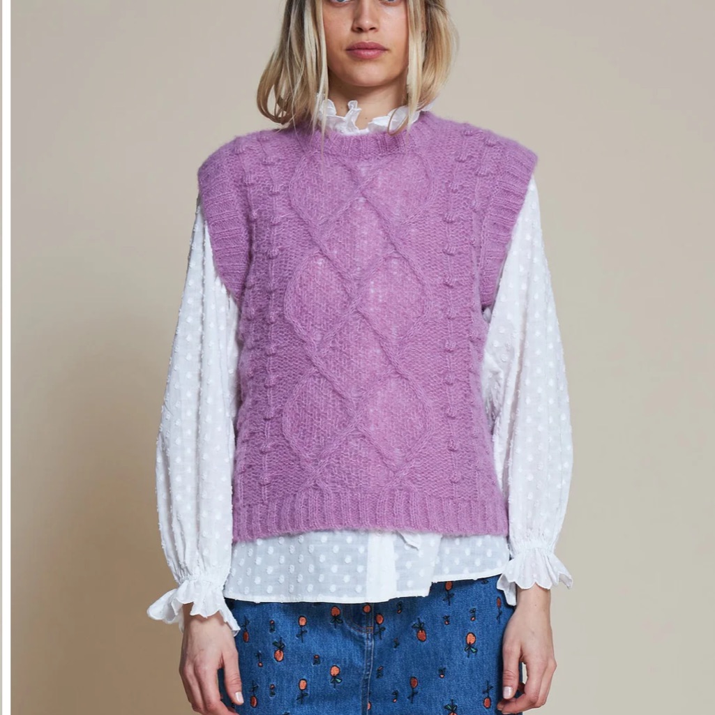 Stella Nova Ceci Alpaca Blend Knit Vest Sweater Top Mulberry Violet Size Small
